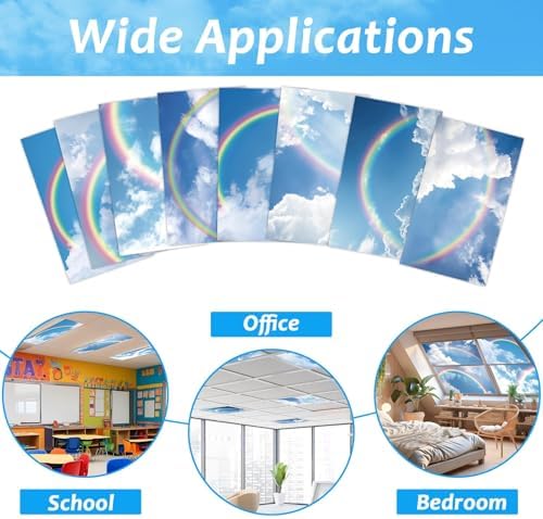 8 Pcs Fluorescent Light Covers with 80 Magnets Decorative for Classroom Ceiling Light 4 x 2 Feet Magnetic Light Covers Filter Easy Install for Office Hospitals & Home Drop Ceiling Supplies (Rainbow) - Image 4