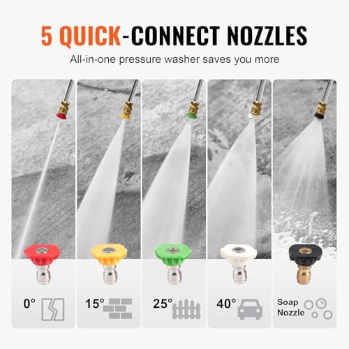 VEVOR Gas Pressure Washer, 3500 PSI 2.6 GPM, Gas Powered Pressure Washer with Aluminum Pump, Spray Gun and Extension Wand, 5 Nozzle Set, for Cars, Fences, Homes, Driveways, Patios Furniture Horizontal - Image 4