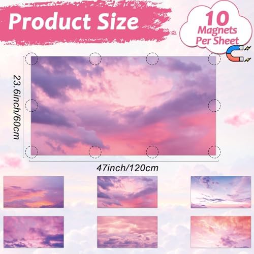 6 Pcs Fluorescent Light Covers with 60 Magnets Decorative for Classroom Ceiling Lights 4 x 2 Feet Magnetic Light Cover Filter Easy Install for Hospitals Drop Home Office Ceiling Supplies (Sunset) - Image 2
