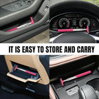 Side Mirror Squeegee, Window Cleaner Tool, Retractable Car Side Mirror Squeegee with Telescopic Long Handle, Car Mini Portable Window Cleaner Tool for Rainy Weather (Car/Pink) - Image 5