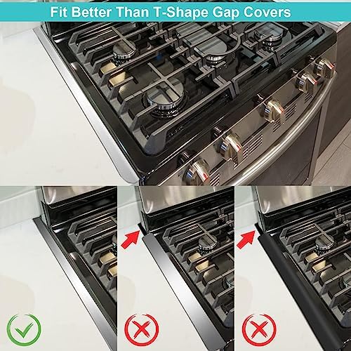 Stove Gap Covers - Stainless Steel, Kitchen Stove Counter Gap Cover Oven Gap Cover, Heat Resistant & Easy to Clean Stove Gap Filler, Upgraded Wider Top Suitable for Wider Stove & Counter Gaps (23.5") - Image 3