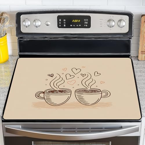 NYZE Wood Coffee Stove Cover for Electric Stove Top 28x20 Inch Stovetop Mat by GIVEYOUTHEBEST