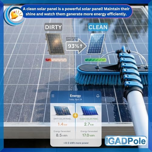 IGADPole 20 FT Water-Fed Washing Kit with Soap-Dispenser, Brush, 10″ Squeegee & Cobweb Duster for Windows, Gutters, Solar Panels & Exterior Walls - Image 5