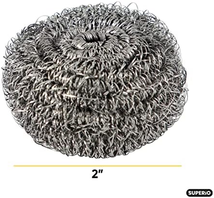 Superio Stainless Steel Scourers Steel Wool Scrubber Pad Used for Dishes, Pots, Pans, Grill, Stoves, and Ovens, Easy scouring for Tough Kitchen Cleaning (12) - Image 2