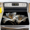 NYZE Stove Top Cover for Electric Stove 28x20 Inch Silicone Stove Topper & Protector, Scratch-Resistant Decorative Kitchen Mat for Electric/Glass Stove Top (Transparent Lily) by GIVEYOUTHEBEST