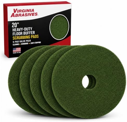 Green Floor Maintenance Pads, Deep Cleaning & Light Stripping, 20", 5-Pack by VirginiaAbrasives