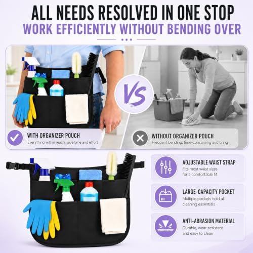 Cleaning Caddy with Wheels and Cleaning Apron, Built-in Hard Support Board - Image 6