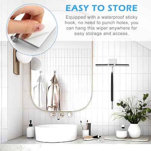Telescopic Shower Squeegee,14.06" Silicone Blade, 17‑60" Long Handle - Image 6