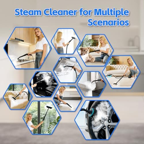 Steam Cleaner for Home(True High Temperature257℉),3-Levels Adjustable Hand held Steamer for Cleaning,1.9 Quart Steam Cleaner for Car,2500W Handheld Steam Cleaner Grease,Dirt,Tile Furniture - Image 6