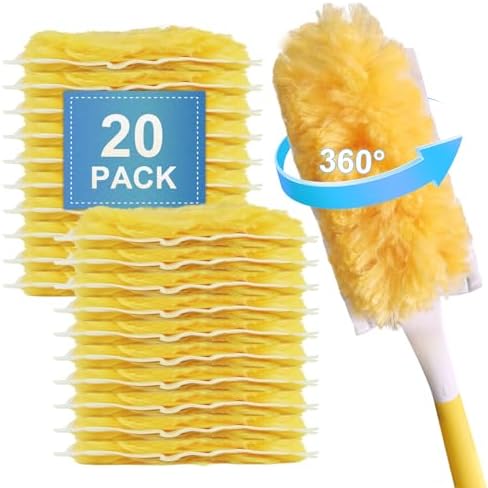 20 Pack Heavy Duty Duster Refills for Swiffer, Multi-Surface 360° Disposable Dusters Kit for Cleaning Dusting Electronics Furniture Blind Ceiling Fan (Handle is Not Included) by KUWSEIY