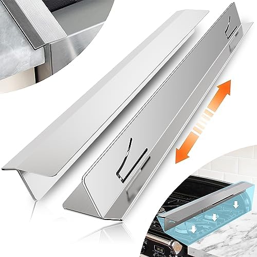 2PCS Kitchen Stove Counter Gap Covers Stainless Steel (13.8"-27.5" Silver) by Householdproducts