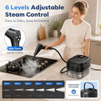 Steam Cleaner 1.4L Tank, 1500W High Power, 6 Adjustable Steam Levels, 15-Second Fast Heating, 17-in-1 Multi-Purpose Accessories for Floor, Kitchen, Grout, Tile, Car, Upholstery, and Home Deep Cleaning - Image 2