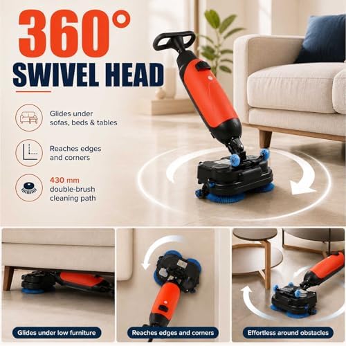 Floor Scrubber Machine 17",Commercial Electric Floor Scrubber And Floor Buffer Machine,Floor Polisher Machine With Brushes,Cordless Electric Spin Scrubber For Concrete,Tile Wood Floors white - Image 5