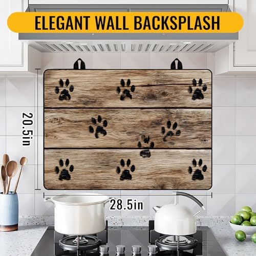 NYZE 28" x 20" Glass Stove Top Protector Mat Anti-Scratch Electric Stovetop Cover, Cute Paw Print Kitchen Dish Drying Mat & Extra Countertop Extension - Image 3