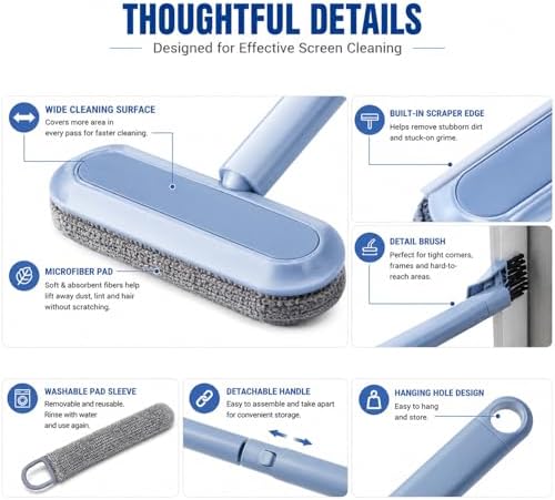2026 New Window Screen Cleaning Brush, 4-in-1 Multi-Functional Cleaning Tool, Screen Cleaning Brush, Mesh Screen Cleaner, Gentle for Cleaning Dust and Hair - Image 6
