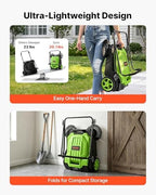 VEVOR Walk-Behind Hand Push Floor Sweeper, Manual Floor Sweeper Non-Electric with 25.6" Sweeping Width, 5 Gallons Waste Container & Adjustable Folding Handle for Yards Walkways Patios Garages - Green - Image 5