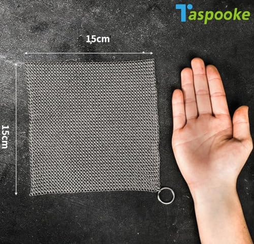Cast Iron Cleaner and Chainmail Skillet Scrubber - Upgraded 3.8mm Small Ring, 316L Stainless Steel Fine Rings - Durable Scraper for Skillets, Pans, Griddles & Containers - Image 6