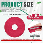 Teenyyou 5 Pcs 12" Cleaning Orbiter Pads Commercial Floor Buffer Pads Hardwood Floor Maintenance Scrubber Polisher Cleaning and Stripping for Orbiter Machine (Red) - Image 2