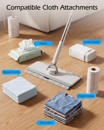 MASTERTOP Snap Grip Mop, Hands Free Flat Mop with 51" Adjustable Handle - Image 7