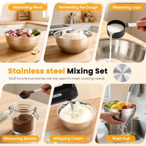 Lord Eagle 5-Speed Hand Mixer Electric With 4 Mixing Bowls Set - Image 3