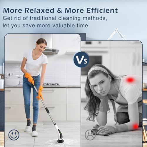 Electric Spin Scrubber, Power Shower Cleaning Brush with Long Handle - Image 4