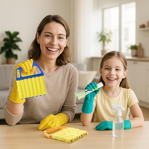 Blind Cleaner Duster Tool - 4 Pcs 7 Fingers Anti-Shedding Window Blind Cleaner Tool and 4 Pcs Air Vent Cleaner, with High-Density Microfiber Fleece and Ergonomic Handle, Detachable and Washable - Image 5