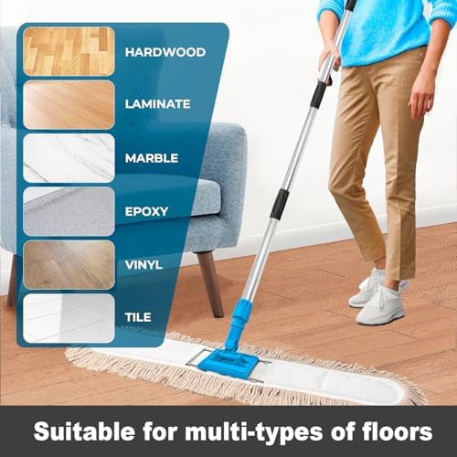 ARTIPOLY 41” Commercial Dust Mop for Floor Cleaning, Industrial Dry Mop with Heavy Duty Long Handle, Large Cotton Reusable mop Head, for Cleaning Office Garage Hardwood Warehouse Factory Mall - Image 6