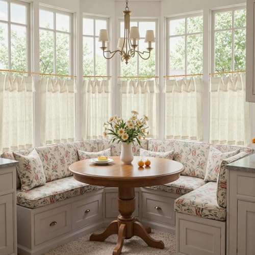 jinchan Linen Tier Kitchen Curtains, 30x24, 2 Panels, Natural - Image 4