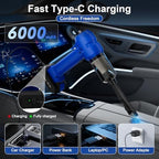 Vinid Handheld Car Vacuum Cleaner, 12000Pa Cordless Wet/Dry Vacuum & Air Blower, with Safety Hammer & Seatbelt Cutter, 80W 6000mAh Battery, HEPA Filter, Type-C Charging for Car Home Emergency, Blue - Image 4
