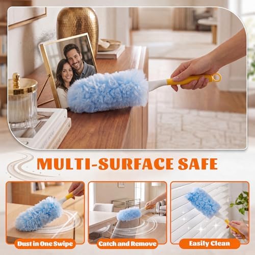 200 Pcs Disposable Dusters Refills with 2 Handle, Blue,White - Image 3