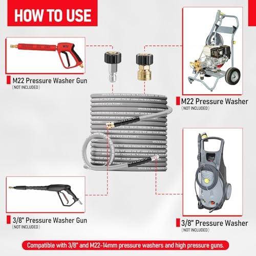 SPECILITE 75FT X 3/8" Pressure Washer Hose 4000 PSI for Hot & Cold Max 212℉ - Image 4
