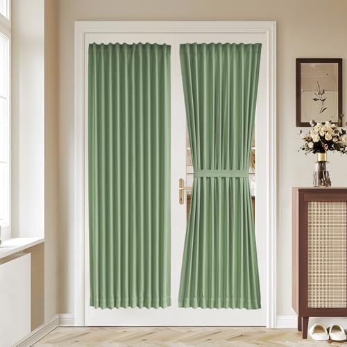 Vatge Sage Green French Door Curtain Panel - Sidelight Door Privacy Curtains for Front Door, 1 Panel, W36 x L72, Sage Green by Vatge