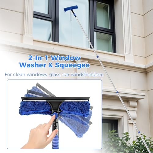 wlich 26ft High Reach Duster Kit, Aluminum 5-20ft Fan & Window Cleaner Set - Image 6