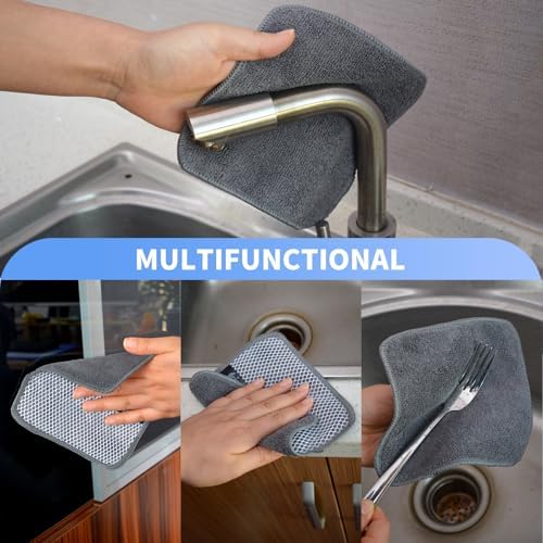 KinHwa Dish Cloths for Washing Dishes with Scrub Side, Microfiber Dish Rags - Image 3