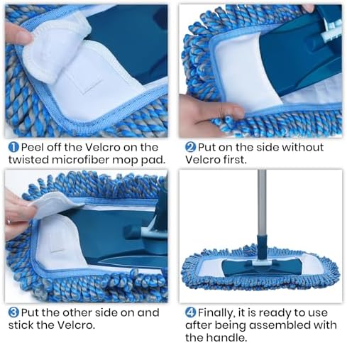 TrueYee Dust Mop for Hardwood Floors with 57" Long Handle Wet & Dry Mops for Catching Pet Hair and Dust Bunny Microfiber Dust Mops for Vinyl, Wood, Tile, Laminate Flooring - Image 6