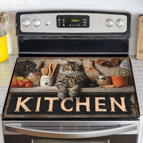 NYZE Stove Top Cover for Electric/Glass Stove, Flat Top Cooktop Protector, Electric Cooktop Cover, Extra Counter Space for Kitchen (KITCHEN Cat) by GIVEYOUTHEBEST