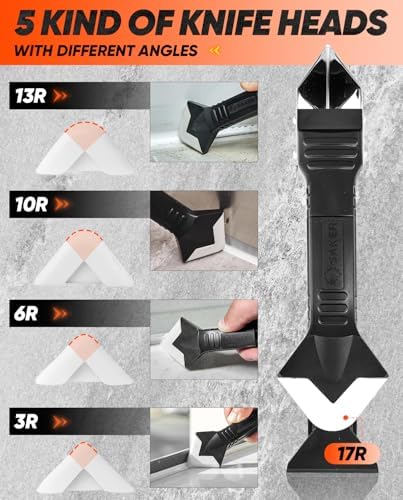 Saker Silicone Caulking Tool 3-in-1 Grout Removal Tool Classic Black - Image 3