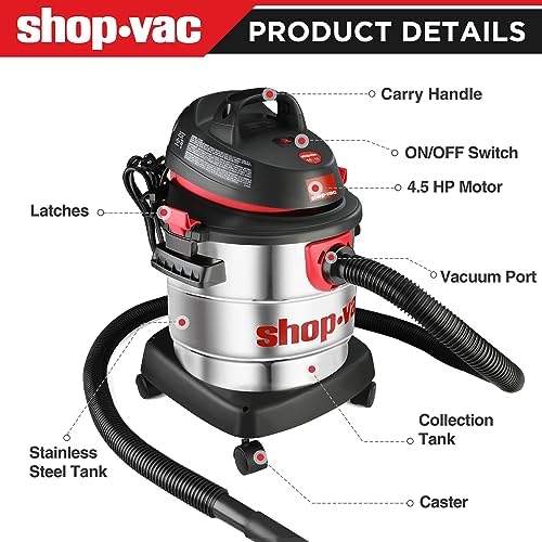 Shop-Vac 5989300 5 Gallon 4.5 Peak HP Stainless Wet/Dry Vac, Blower - Image 5