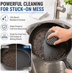Cast Iron Scrubber Chainmail Set – 316 Stainless Steel Dish Scrub Brush for Cast Iron Skillet Pan Cleaner, Dutch Oven, Wok & Non-Stick Cookware | Dishwasher Safe – Black Double Ring - Image 2