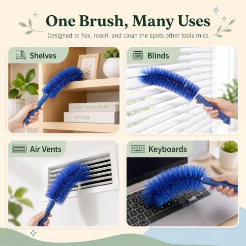 2026 New Bendable Microfiber Duster, Upgrade Reusable Bendable Cleaning Brush for Home Electric Fan Air Conditioner Car Vent Curtains Cleaner(2 Colors) - Image 4