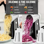Rotary Cheese Grater Manual Hand Crank 5 Blade Shredder, White & Black - Image 6