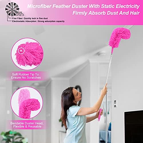 CALBEAU Microfiber Dusters for Cleaning, Dusters with Extension Pole - Image 3