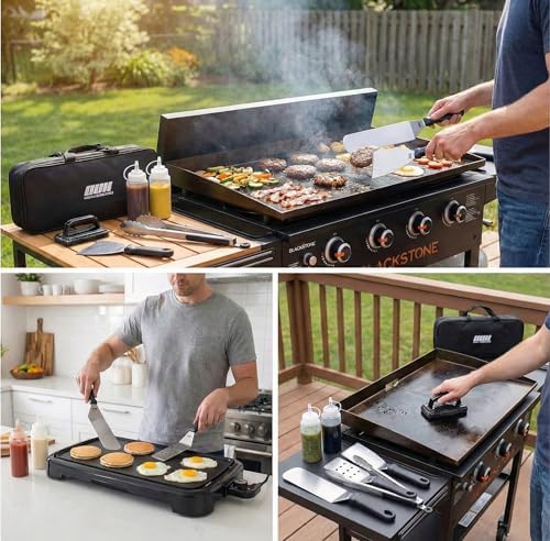 Flat Top Griddle Accessories for Blackstone and Camp Chef Griddle - 9 Pieces Set with Griddle Cleaning Kit and Carry Bag! Metal Spatula, Scraper for Hibachi and Teppanyaki Grill - Image 2