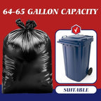 Teivio Large Black Trash Bags 64-65 Gallon 32 Count 60+ Gal Garbage Bags - Image 3