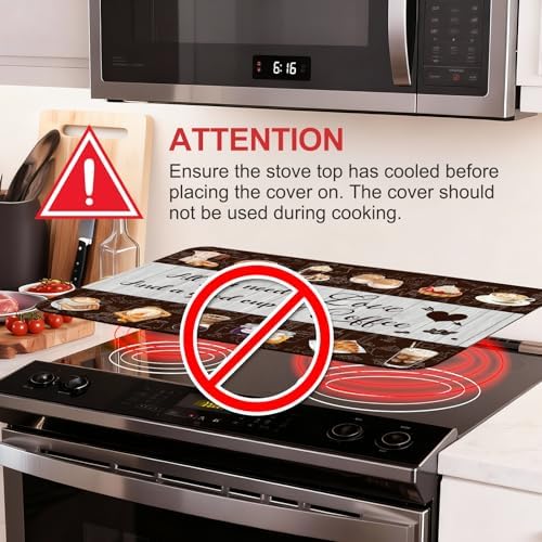Coffee Stove Top Cover for Electric Stove, Coffee Range Covers for Electric Stove, Rubber Dish Drying Mat, Glass Cooktop Covers, Flat RV Range top Mats, 28"x20" - Image 3