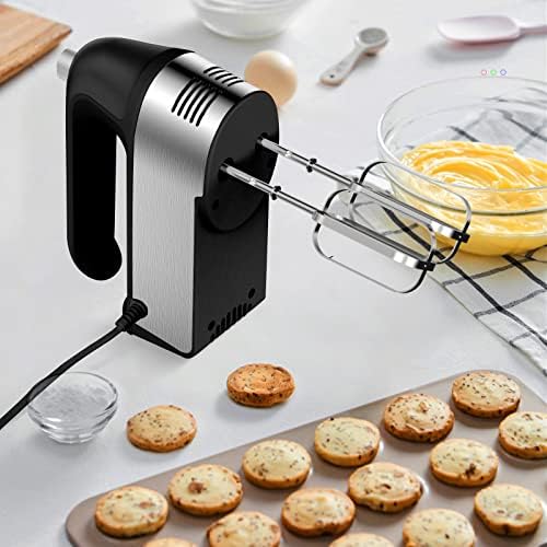 Hand Mixer Electric, 450W Kitchen Mixers with Scale Cup Storage Case, Turbo Boost/Self-Control Speed + 5 Speed + Eject Button + 5 Stainless Steel Accessories, For Easy Whipping Dough, Cream, Black - Image 6