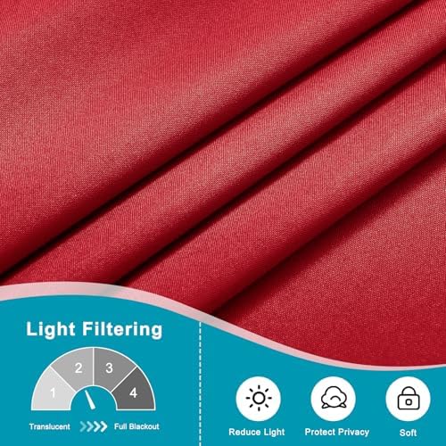 Hiasan French Door Curtains Semi Sheer, Red, 52W x 72L, 1 Panel - Image 5