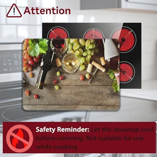 Electric Stove Top Cover Protector,Red Wine Grapes Glass Flat Top Stove Mat,Heat-Resistant Oven Induction Cooktop Mat for Ceramic Countertop Mats Dish Drying Mat - Image 3