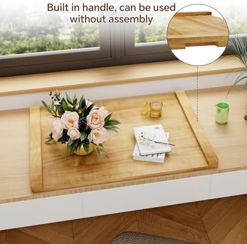 Noodle Board - Stove Top Cover for Electric, Gas, Wooden Stove - Decorative Rustic Kitchen Serving Tray, 30'' * 22'', Bright Wood - Image 5
