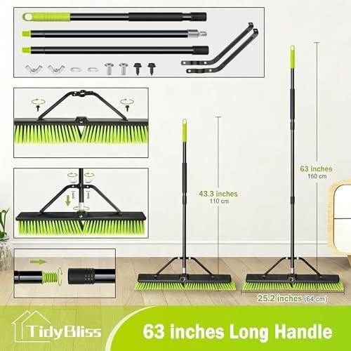 TidyBliss 24” Wide Push Broom Outdoor Heavy Duty with 63” Long Handle - Image 4